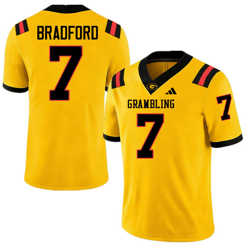 Grambling State Tigers #7 Tre Bradford College Football Jerseys,Uniforms-Gold